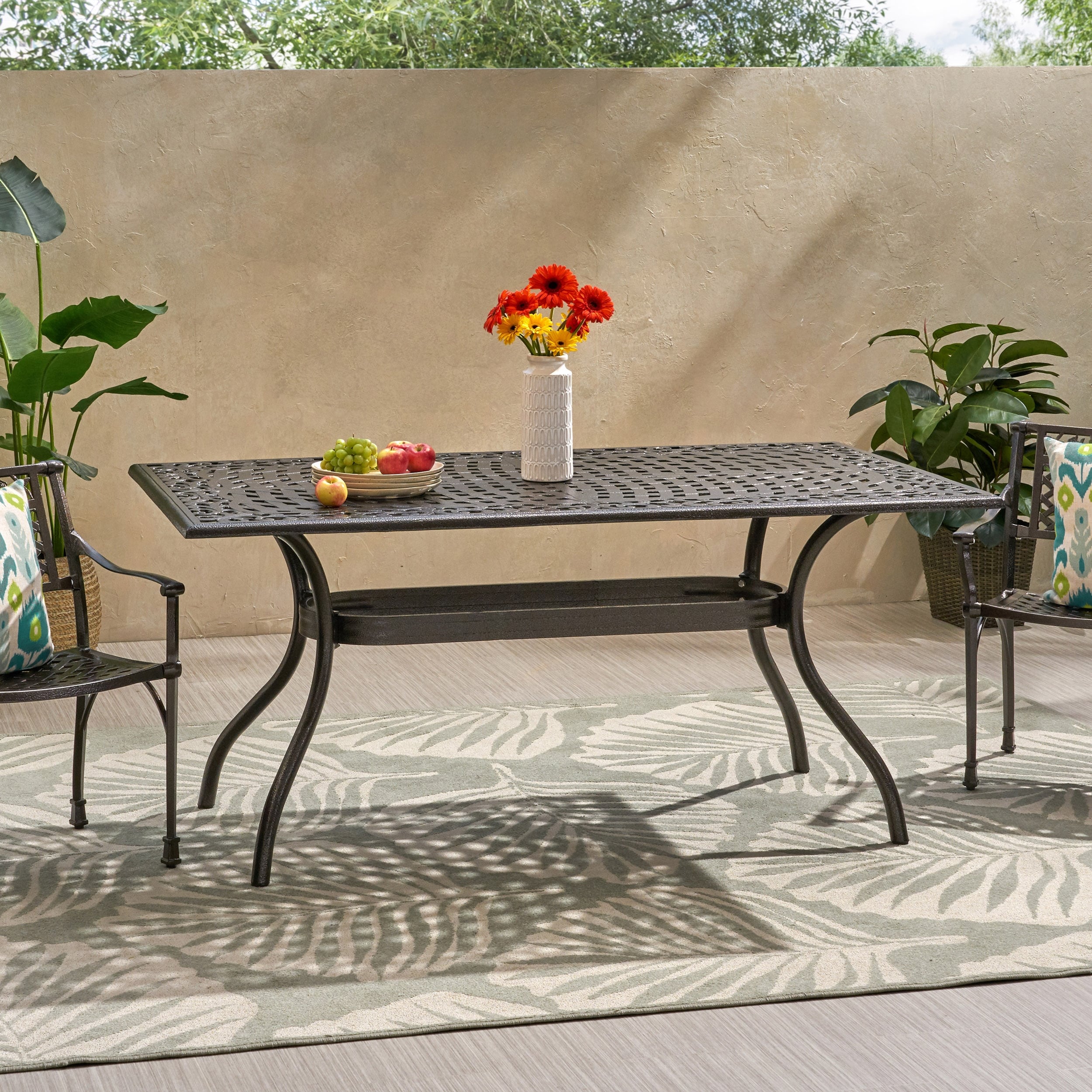 Phoenix Traditional Outdoor Aluminum Rectangular Dining Table By Christopher Knight Home 68.00 W X 38.25 D X 30.00 H