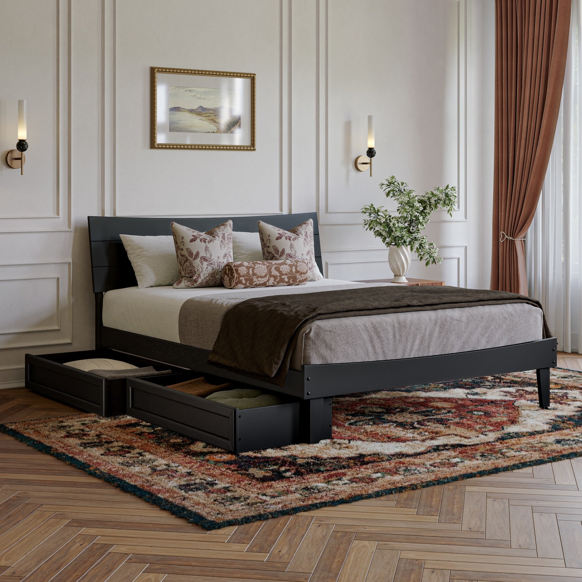 Phoenix Wood Platform Bed With Storage Drawers