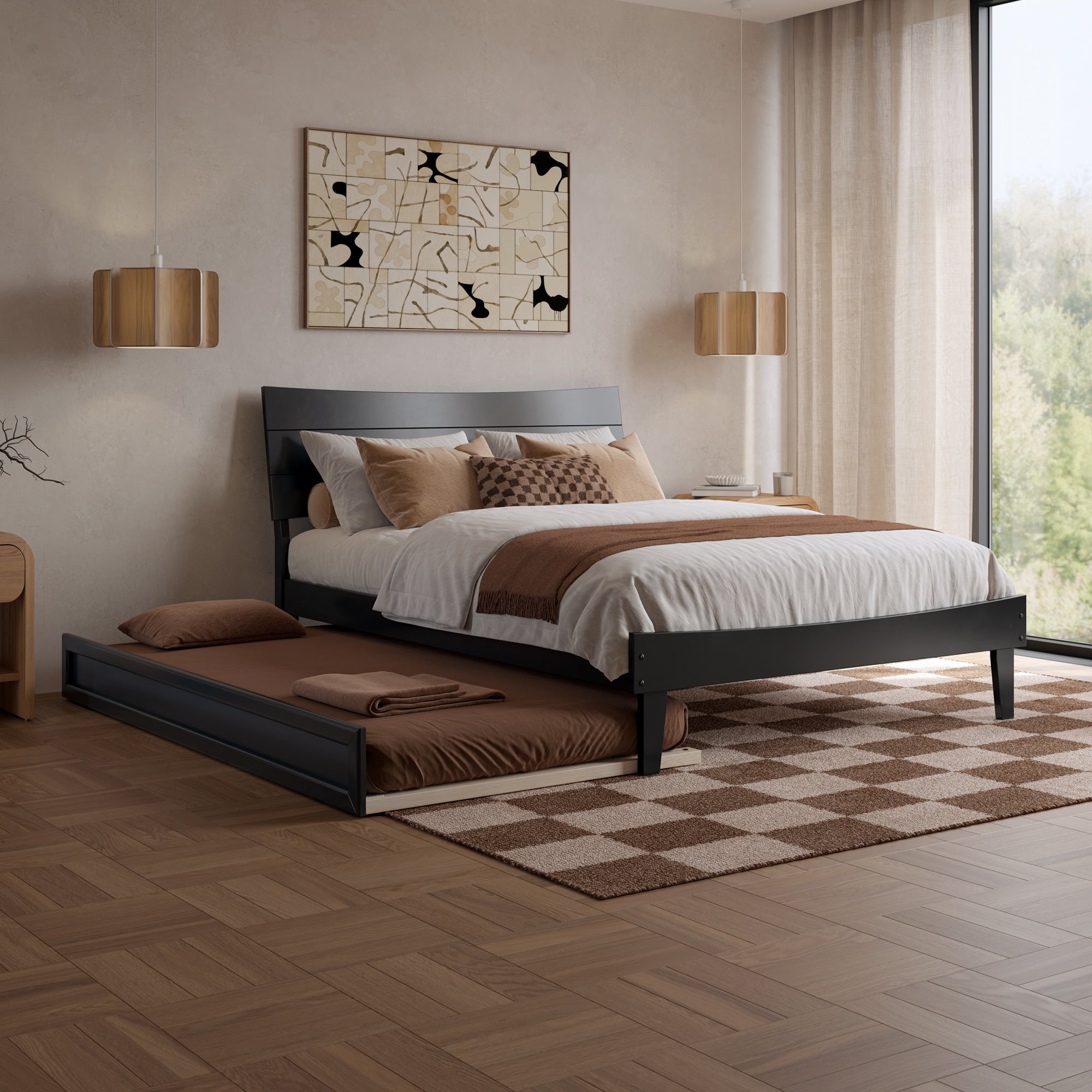 Phoenix Wood Platform Bed With Trundle