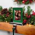 Photo Frame Christmas Stocking Holder 5.25 Silver And Green