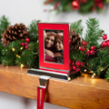 Photo Frame Christmas Stocking Holder 5.25 Silver And Red