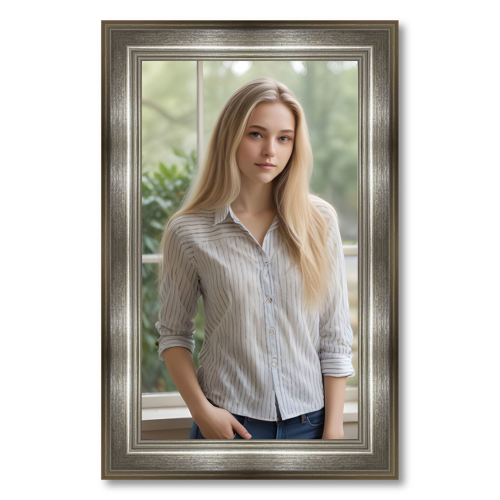 Photo Size Classic Modern Silver Frame Uv Acrylic Foam Board Backing Hanging Hardware