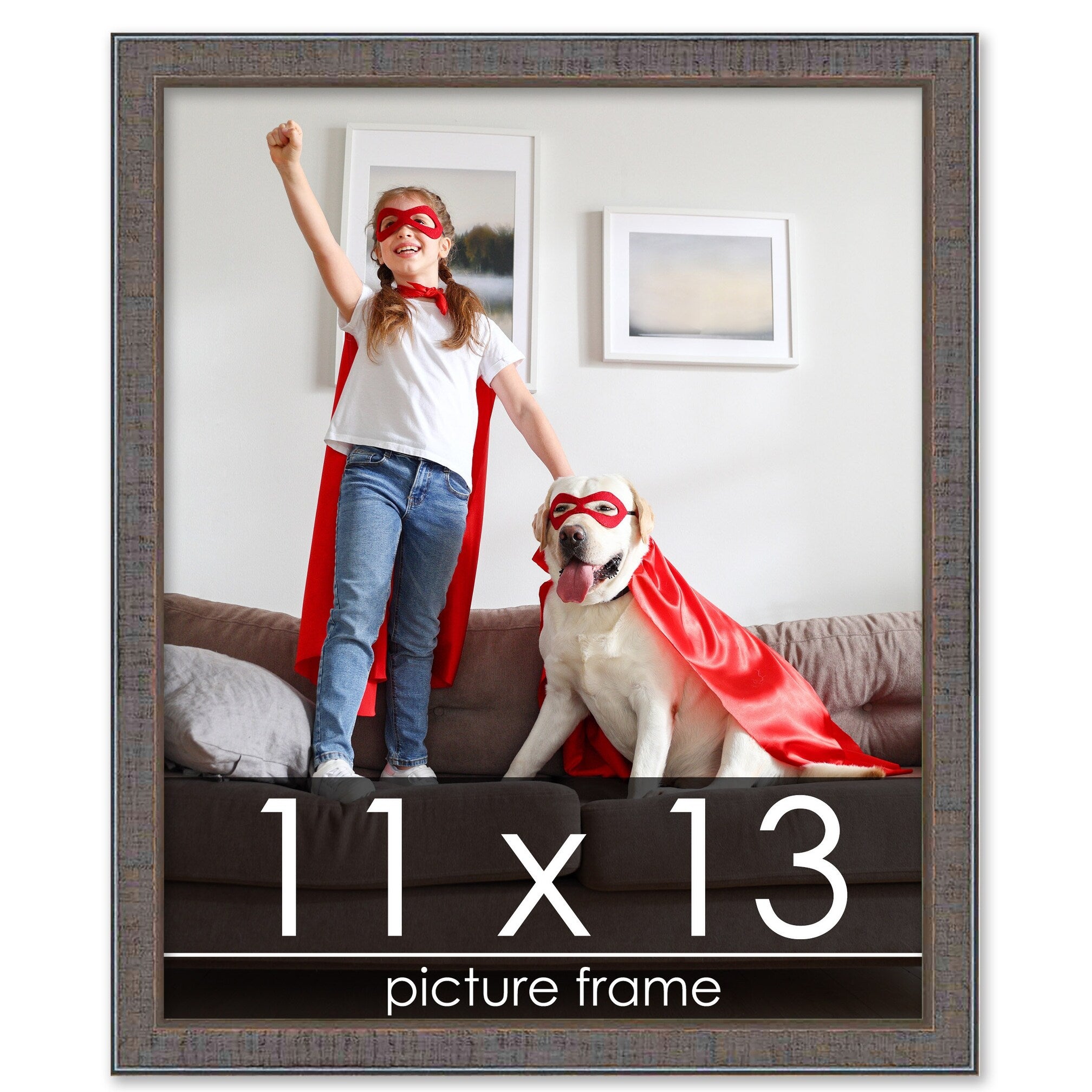 Photo Size Textured Grey Picture Frame Uv Acrylic Foam Board Backing Hanging Hardware