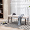 Piano Bench Beige Ottoman Leisure Bench With Wood Legs Simple Window Bench Accent Bench Corridor Bench