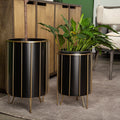 Mercana Pianta Black Metal Plant Stand Set Of 2