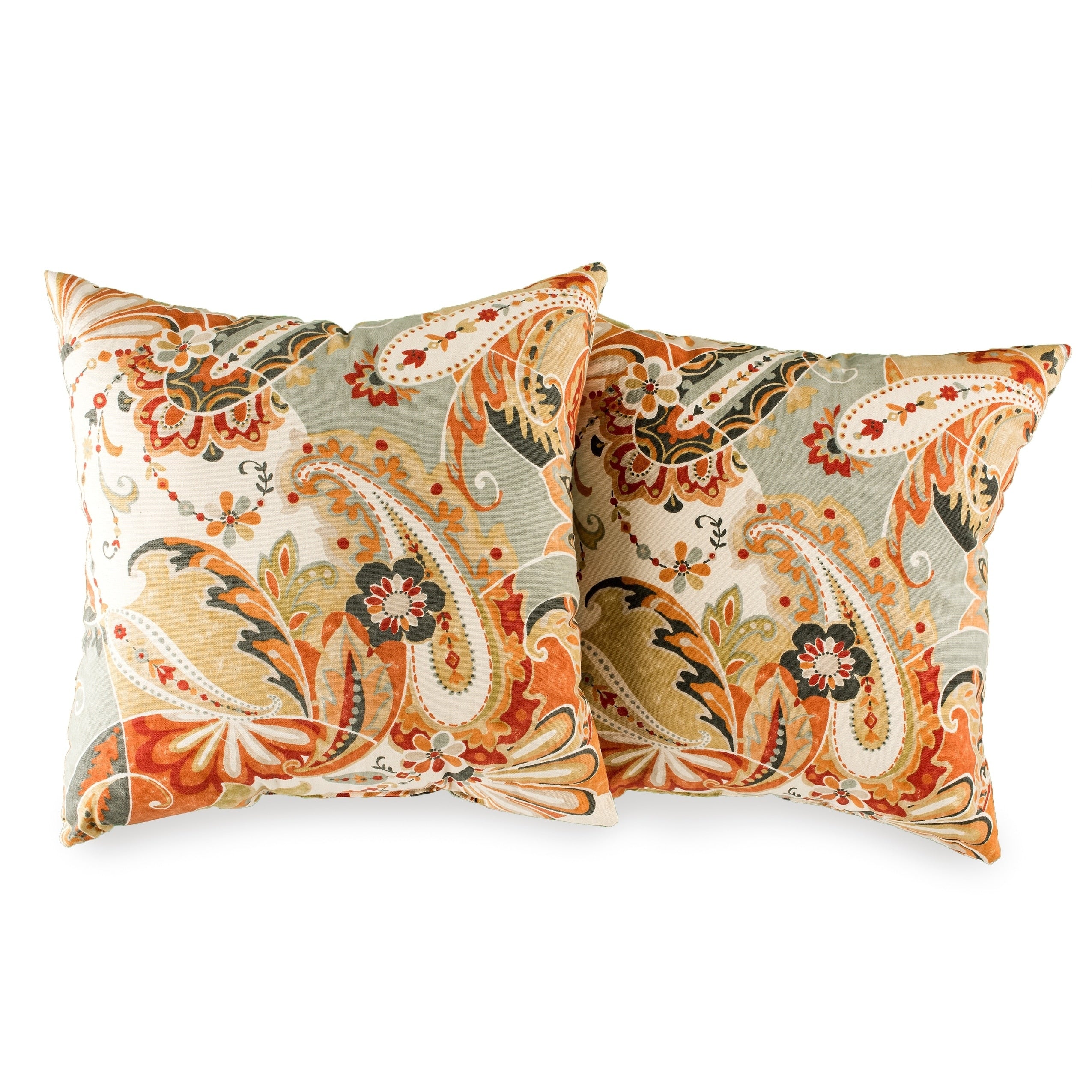 Picadilly Orange Paisley Square Pillow Set