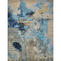 Picasso Hand Knotted Wool Silk Blue Silver Black Area Rug
