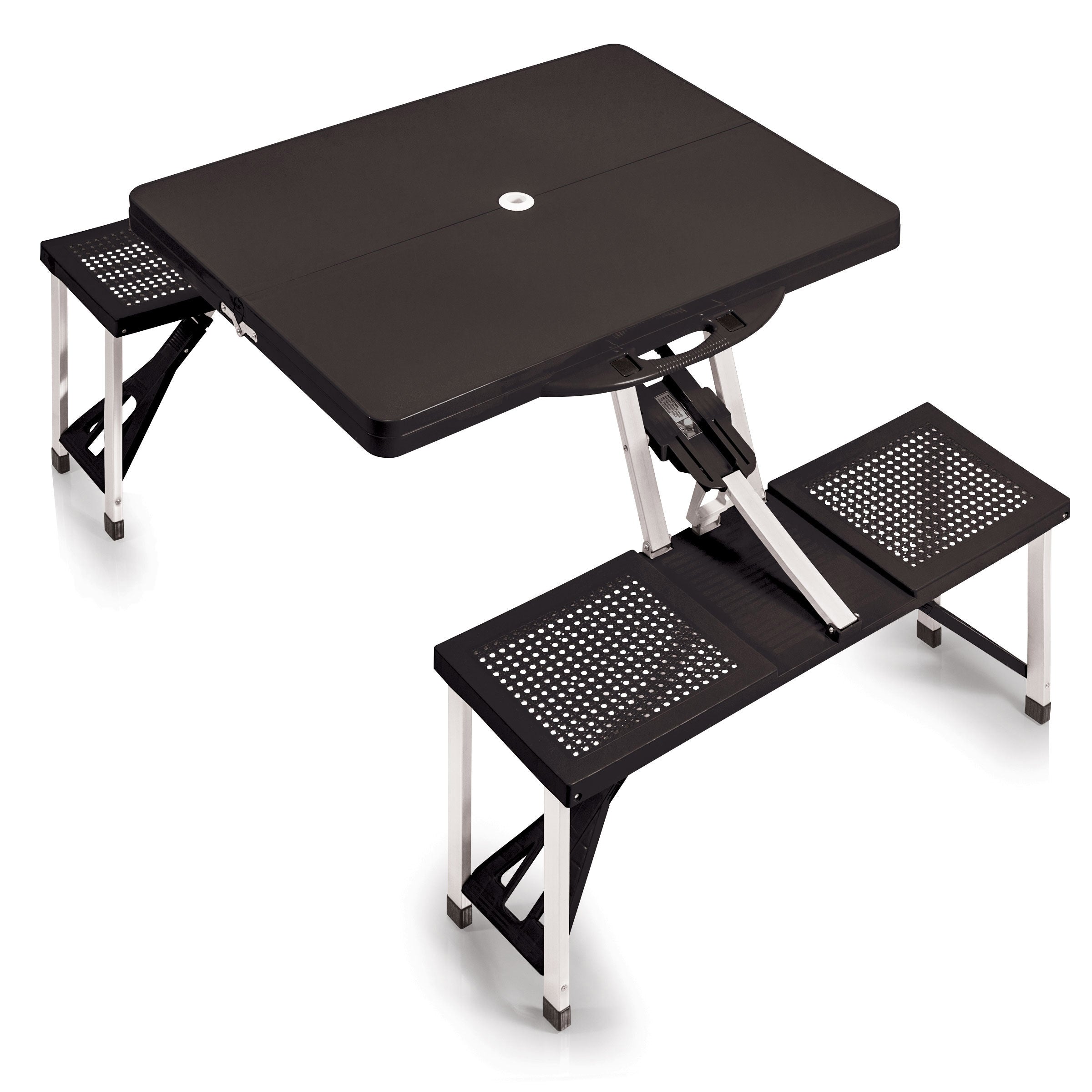 Picnic Time Black Folding Table With Seats