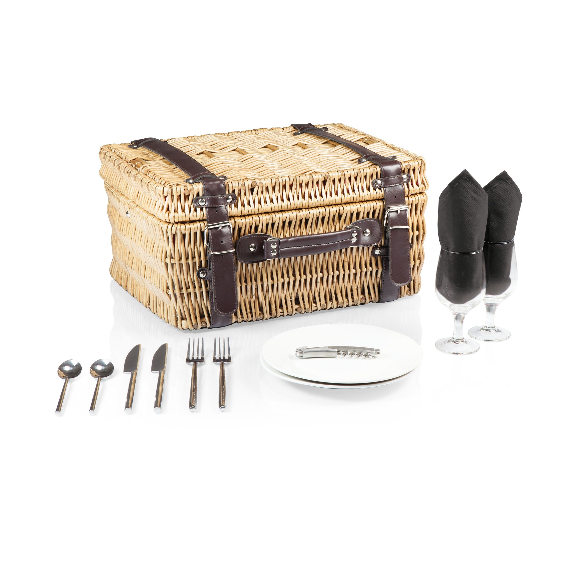 Picnic Time Champion Black Lining And Napkins Picnic Basket