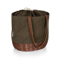 Picnic Time Coronado Canvas And Willow Basket Tote Khaki Green With Beige Accents 14.17 X 11.42 X 13.4