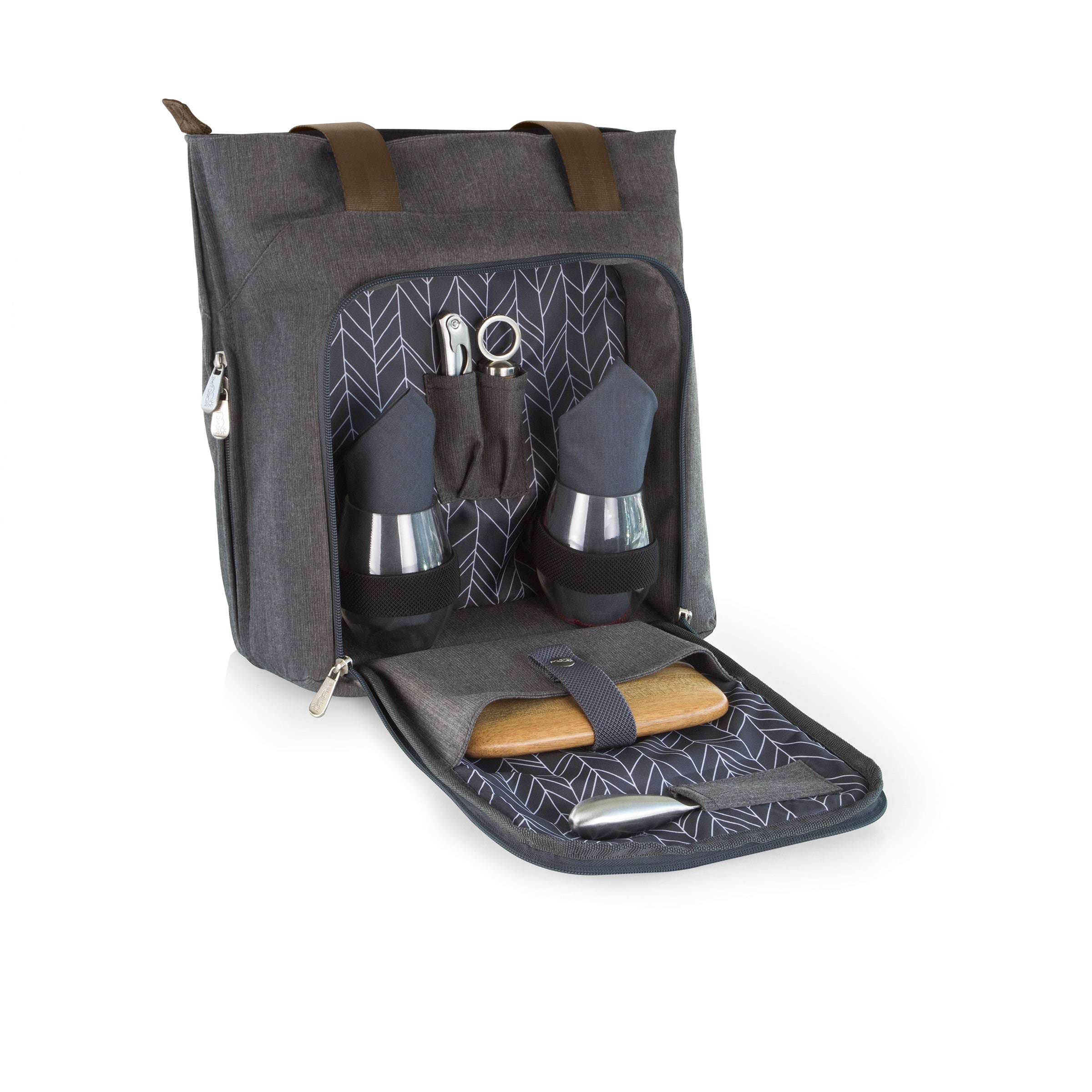 Picnic Time Grey Sonoma Wine And Cheese Tote