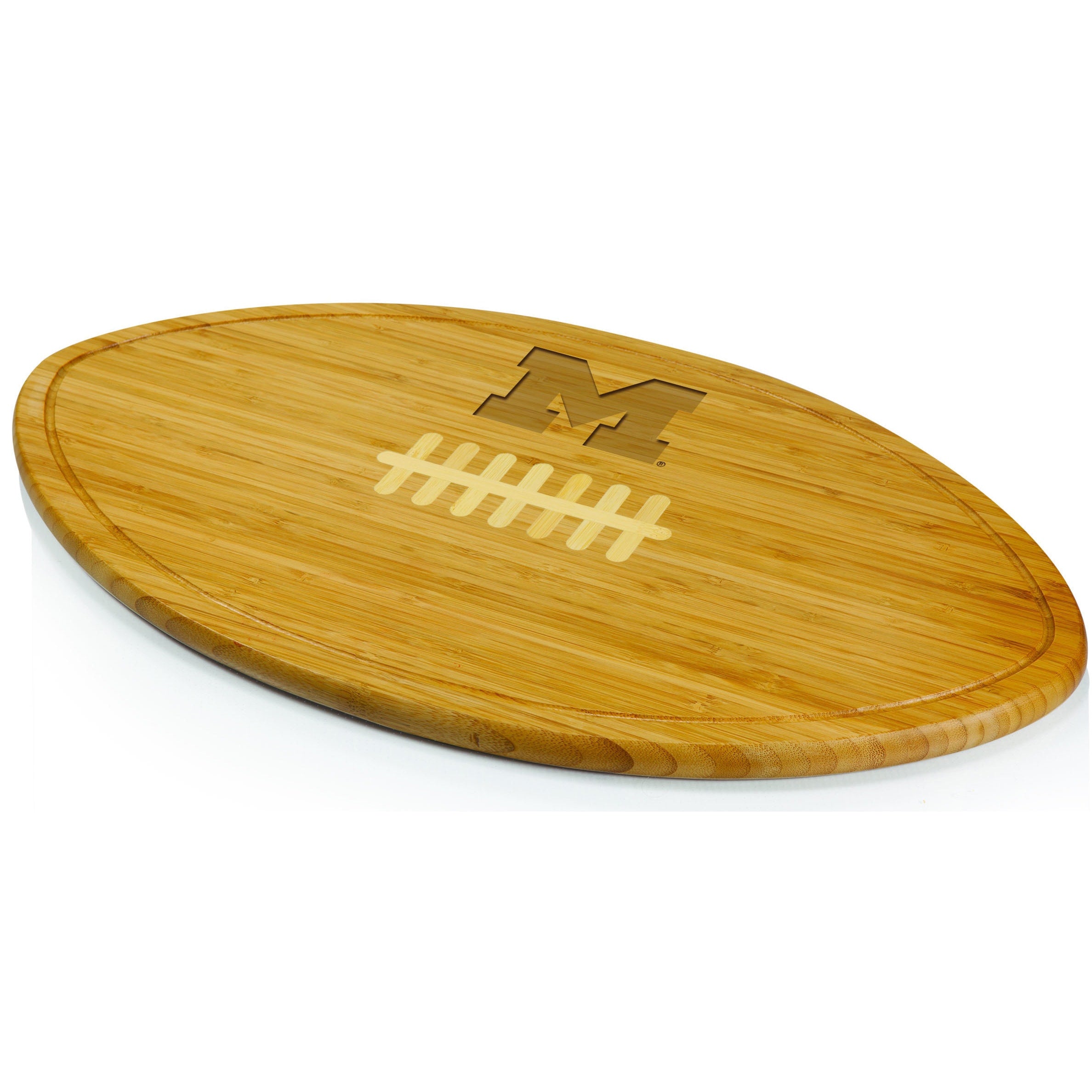 Picnic Time Kickoff University Of Michigan Wolverines Engraved Natural Wood X Large Cutting Board Brown