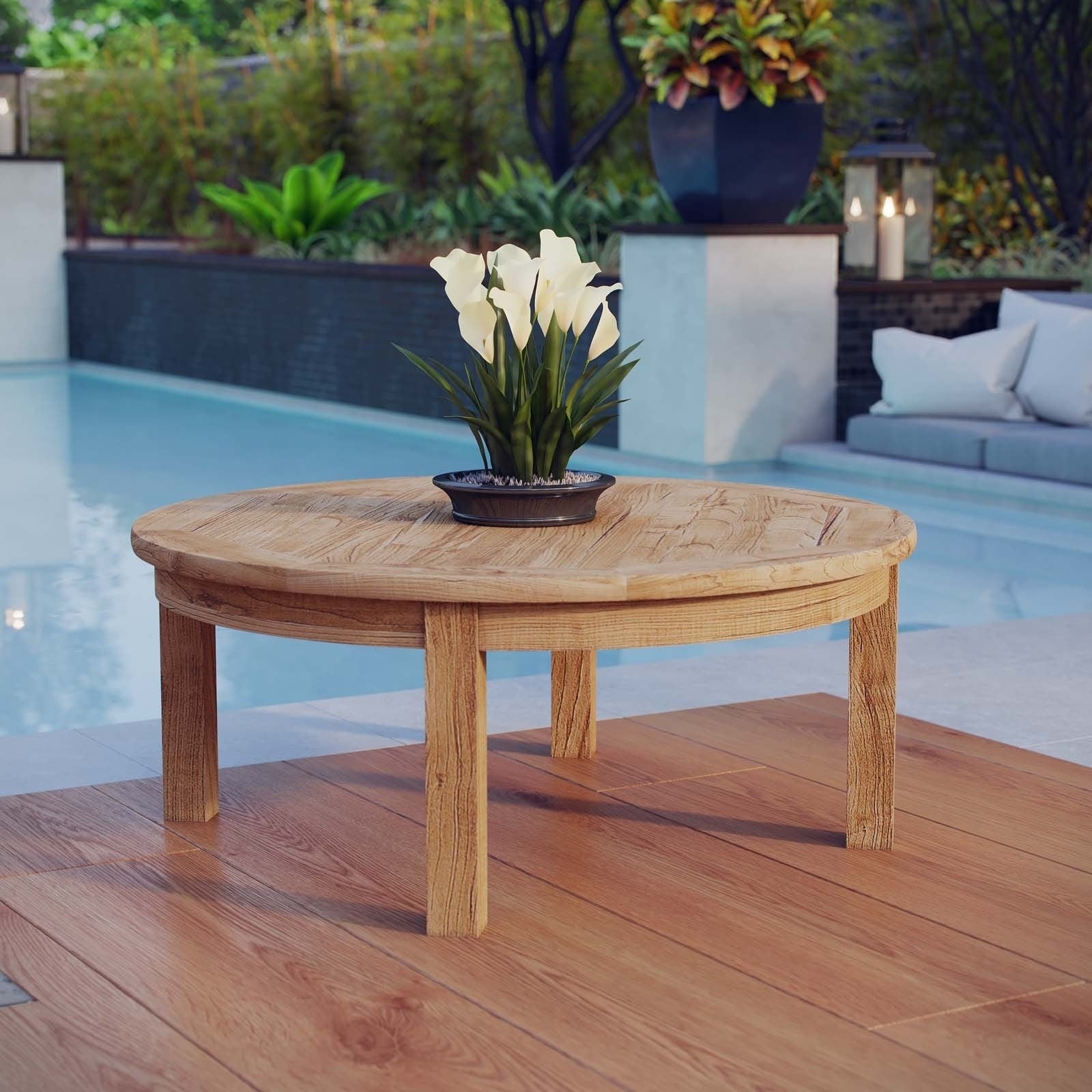 Havenside Home Pocasset Outdoor Round Teak Coffee Table