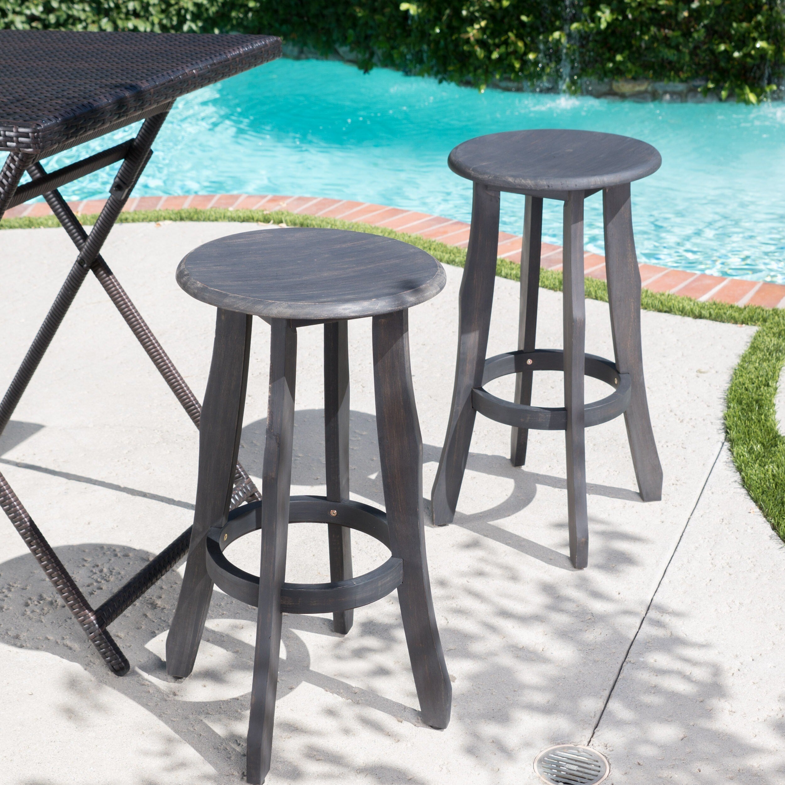 Pike Outdoor Acacia Wood Barstool Set Of 2 By Christopher Knight Home