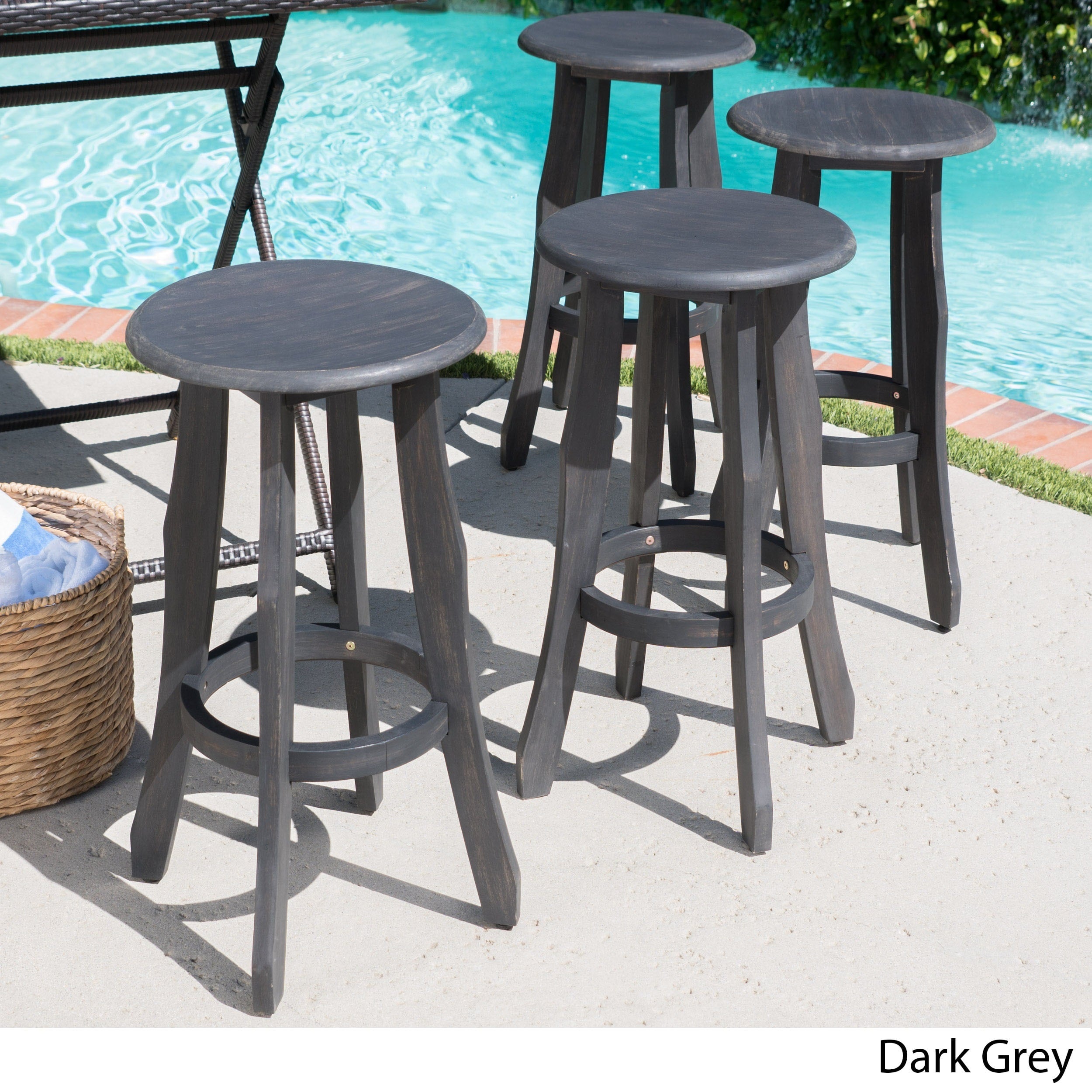 Pike Outdoor Acacia Wood Barstool Set Of 4 By Christopher Knight Home