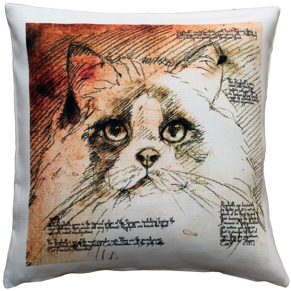 Pillow D Cor Ragdoll Cat Pillow 17X17