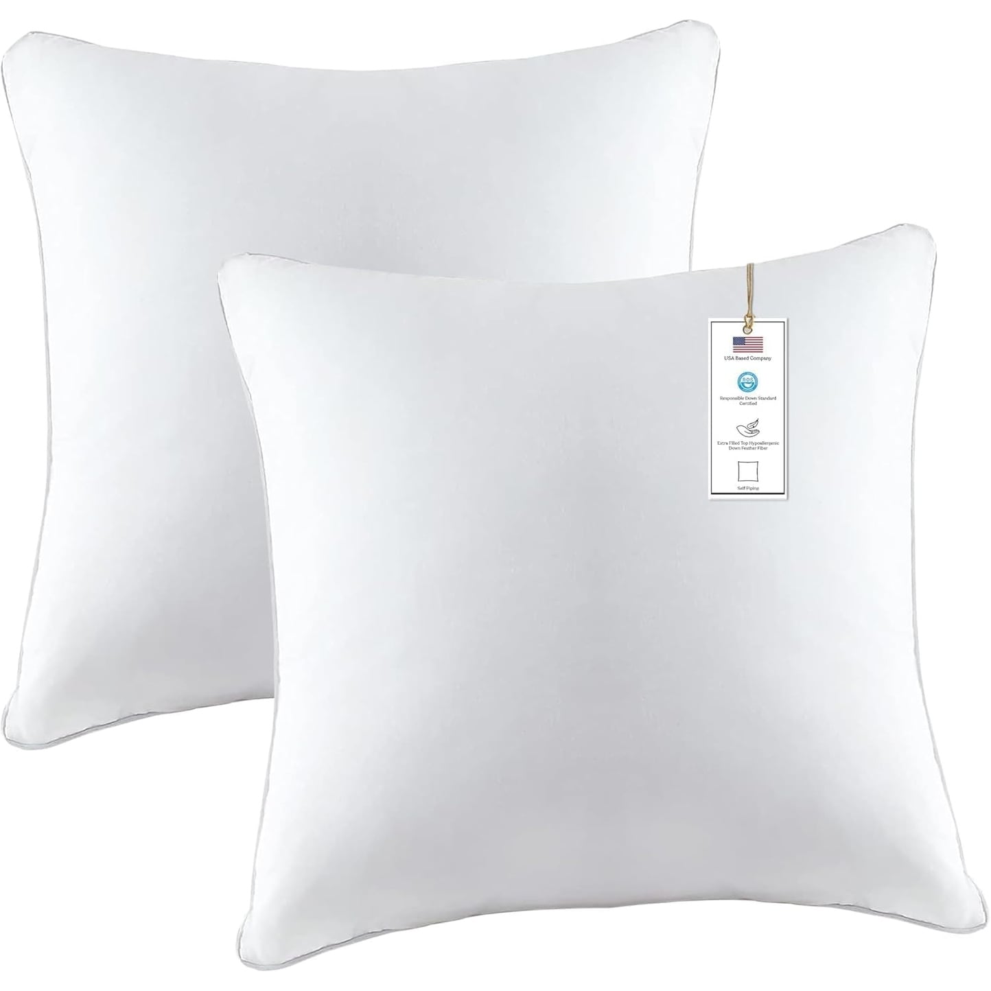 A1Hc Pillow Insert Sterilized Extra Hypoallergenic Poly Fill With 200 Tc Cotton Shell Set Of 2