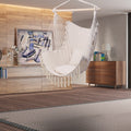 Pillow Tassel Hanging Chair Beige Dark Grey