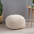Pim Knitted Cotton Pouf By Christopher Knight Home