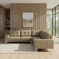 Pimentel Modern 102 In. Modern Top Grain Genuine Leather Sectional Sofa With Tufted Back And Track Arms