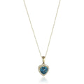 10K Yellow Gold London Blue Topaz Heart And Diamond Pendant Necklace 1 10 Cttw H I Color I1 I2 Clarity 18
