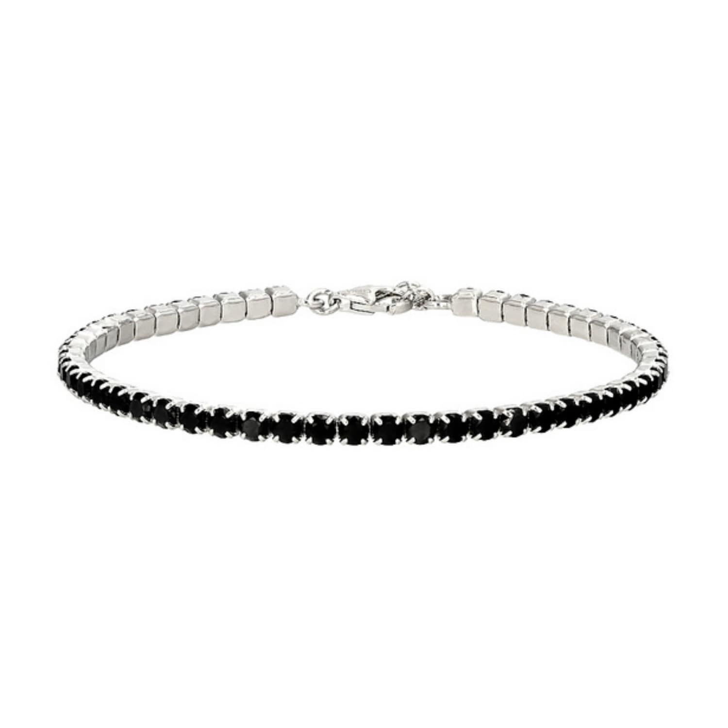 Pinctore 925 Sterling Silver Black Spinel Bracelet