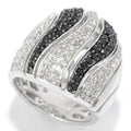 Pinctore 925 Sterling Silver Black Spinel White Natural Zircon Ring