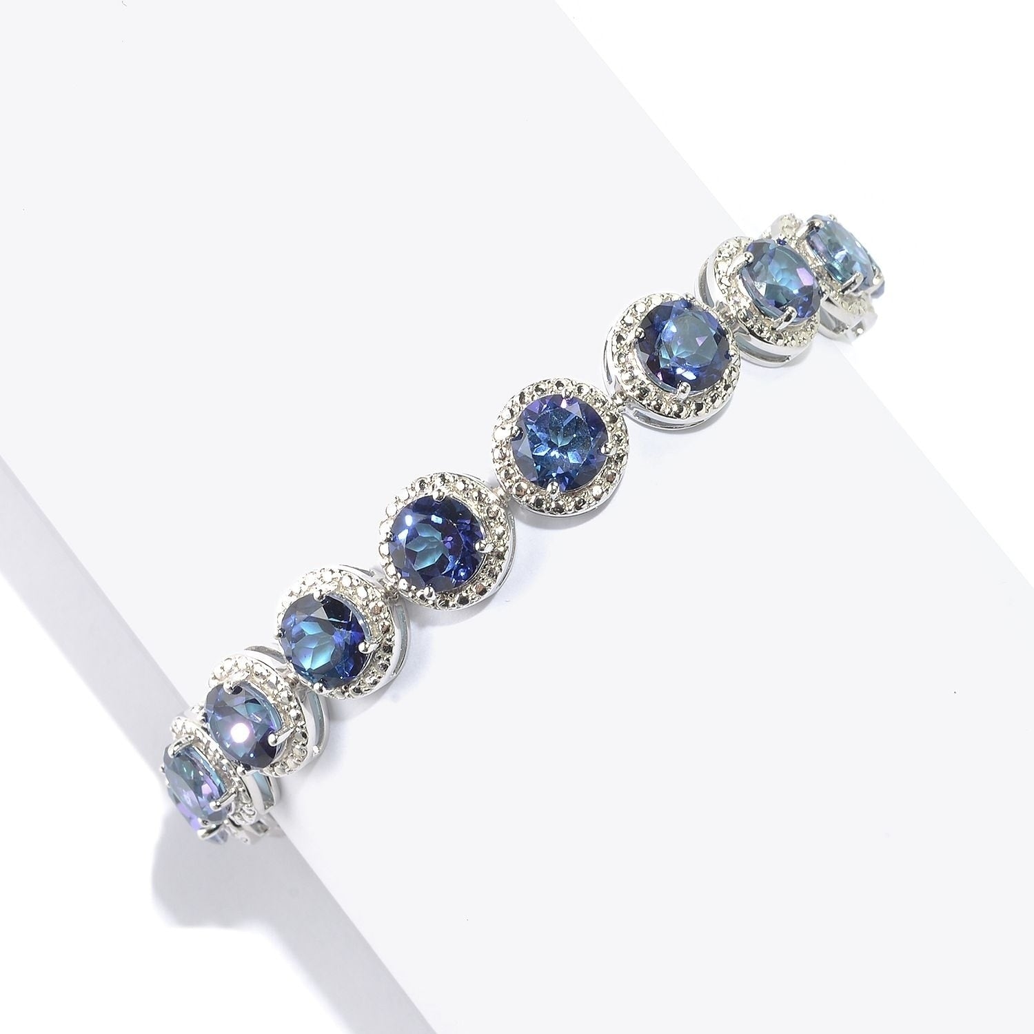 Pinctore 925 Sterling Silver Blue Quartz Bracelet