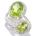 Pinctore 925 Sterling Silver Peridot White Topaz Ring