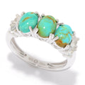Pinctore 925 Sterling Silver Tyrone Turquoise White Topaz Ring