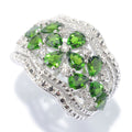 Pinctore Diopside White Zircon Floral Scalloped Wide Band Ring