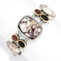 Pinctore Multi Shape Wild Horse Jasper Agate Garnet Toggle Bracelet