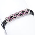 Pinctore Rhodolite Six Strand Leather Cord Bracelet