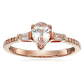 Pinctore Rose Gold Plated Silver Morganite And Natural White Zircon Classic Ring Size 7