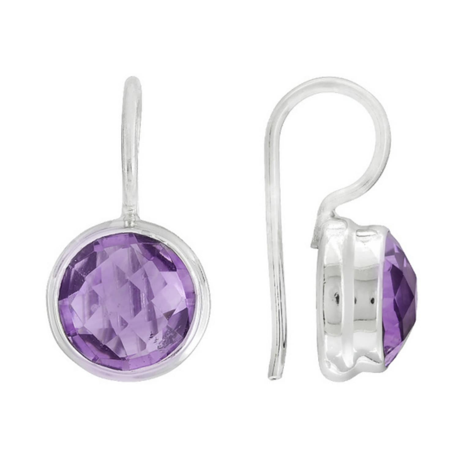 Pinctore Sterling Silver 925 Brazilian Amethyst Drop Dengle Earring