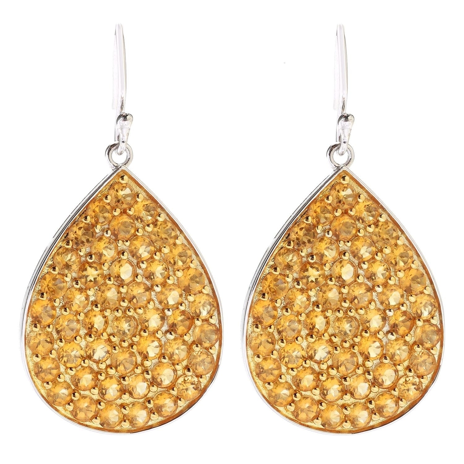Pinctore Sterling Silver 925 Citrine Drop Dengle Earring