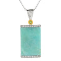 Pinctore Sterling Silver 925 Peridot White Natural Zircon Amazonite Pendant