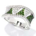 Pinctore Sterling Silver 0.77Ctw Chrome Diopside Band Ring