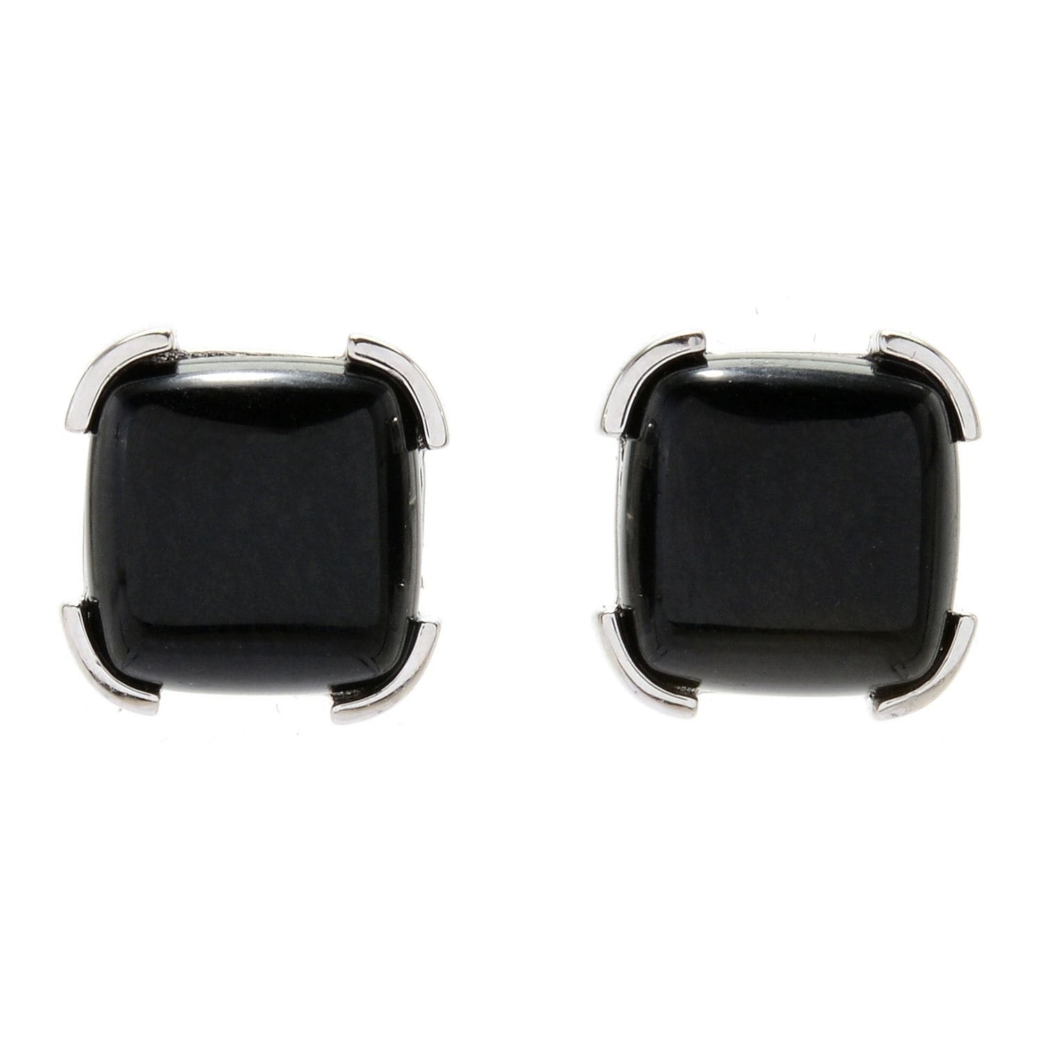 Pinctore Sterling Silver 10Mm Colorado Black Moon Stud Earrings