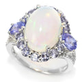 Pinctore Sterling Silver 14 X 10Mm Ethiopian Opal Multi Gemstone Halo Ring