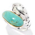 Pinctore Sterling Silver 17.5 X 6.5Mm Tyrone Turquoise Bypass Ring