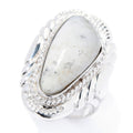Pinctore Sterling Silver 22 X 10.5Mm White Buffalo Quartz Ring