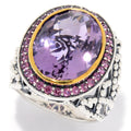 Pinctore Sterling Silver 8.14Ctw Oval Pink Amethyst Rhodolite Ring
