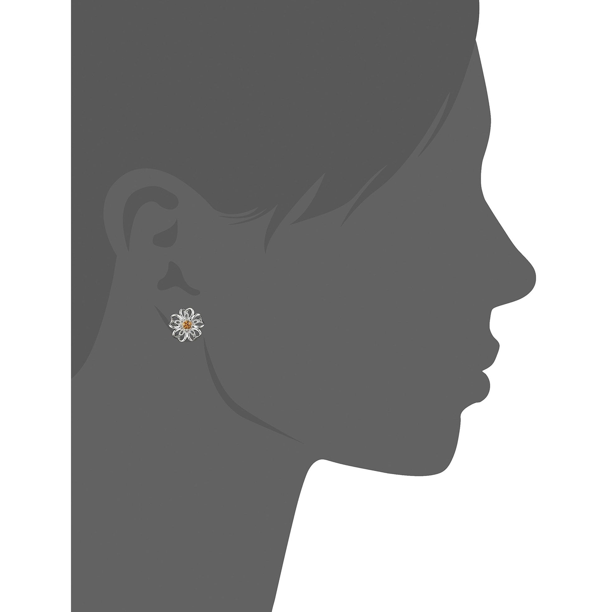 Pinctore Sterling Silver Amethyst Flower Stud Earrings