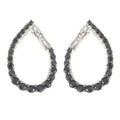 Pinctore Sterling Silver Black Spinel Inside Out Hoop Earrings