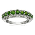 Pinctore Sterling Silver Chrome Diopside Stackable Band Ring