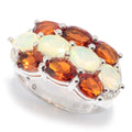 Pinctore Sterling Silver Ethiopian Opal Madeira Citrine White Zircon Ring
