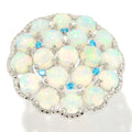 Pinctore Sterling Silver Ethiopian Opal Neon Apatite Flower Ring