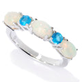 Pinctore Sterling Silver Ethiopian Opal Neon Apatite 5 Stone Band Ring