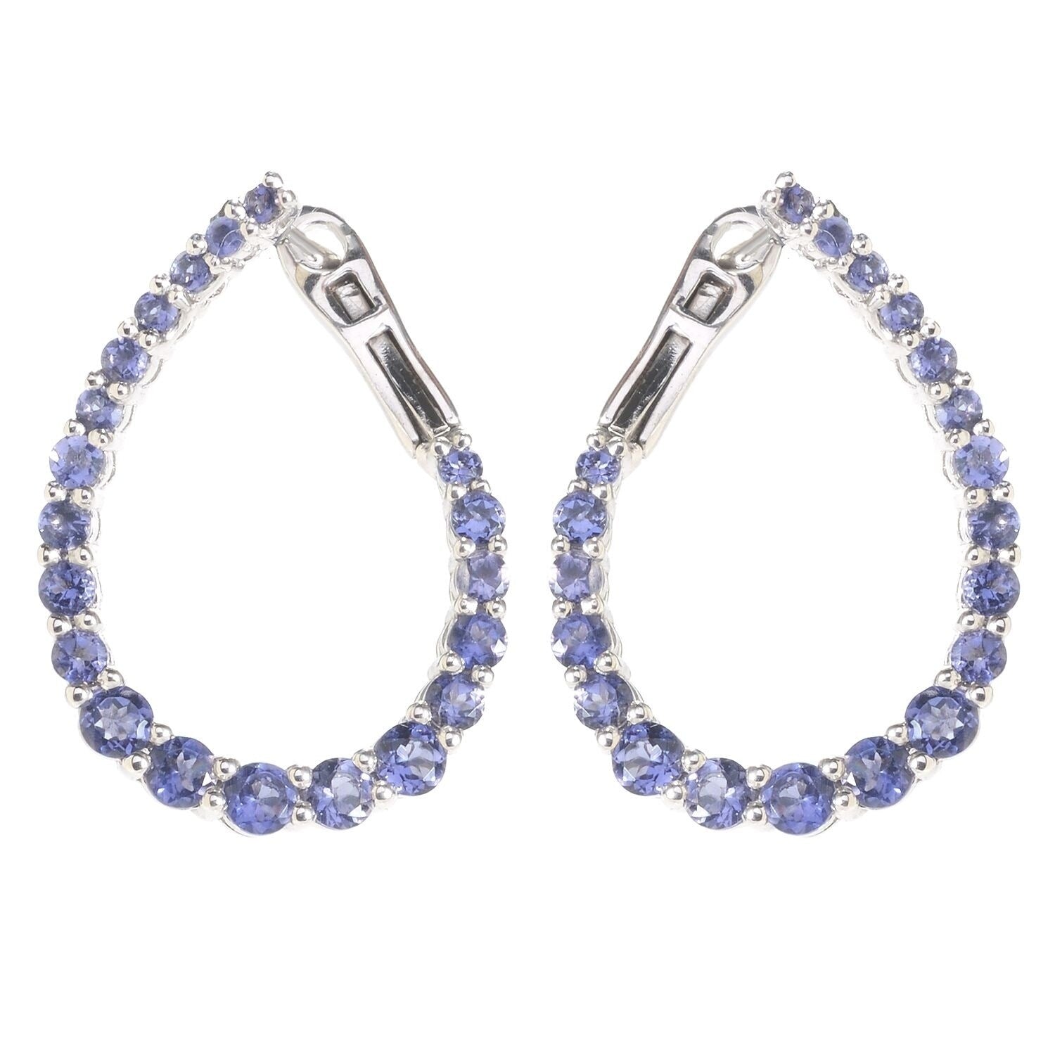 Pinctore Sterling Silver Iolite Inside Out Hoop Earrings